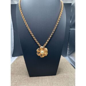 Vintage Simulated Pearl Pendant Necklace Goldtone Costume Jewelry